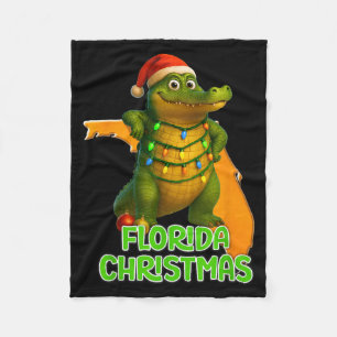 Florida-Weihnachtsalligator mit Santa-Hut Urlaub Fleecedecke