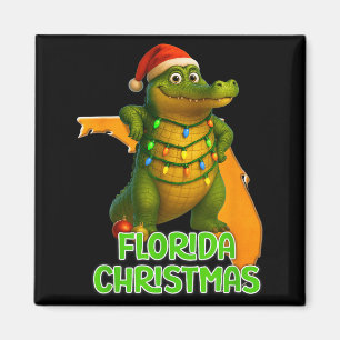 Florida-Weihnachtsalligator mit Santa-Hut Urlaub Magnet
