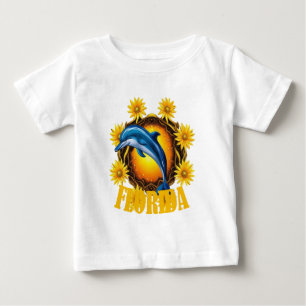 Florida-Wildblumen und Cartoon eines Tümmlers Baby T-shirt