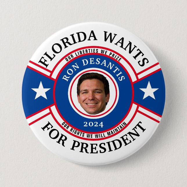 Florida will DeSantis für Präsident Button (Vorderseite)