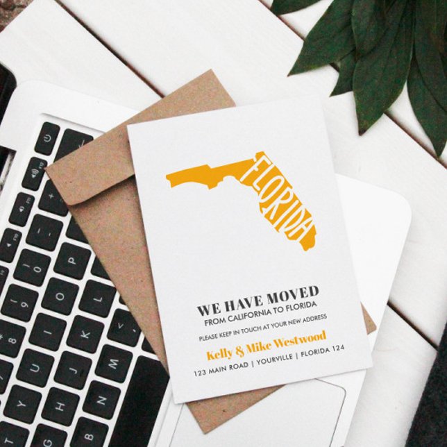FLORIDA Wir haben neue Adresse Neue Zuhause versch Postkarte (MOVING ANNOUNCEMENT TO FLORIDA WITH STATE MAP)