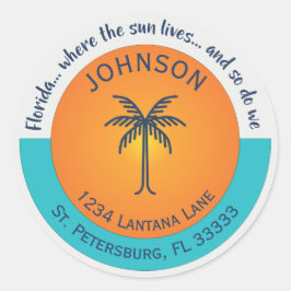Florida... Wo die Sonne Rücksendeadresse lebt Runder Aufkleber
