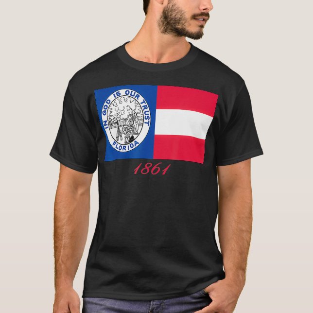 FLORIDA ZIVILER KRIEG REGIMENT 1861 IN GOTT FLAG T-Shirt (Vorderseite)