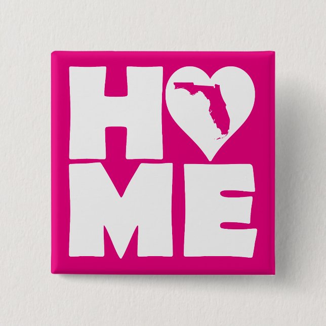 Florida Zuhause Heart Staat Button Abzeichen Butto (Vorderseite)