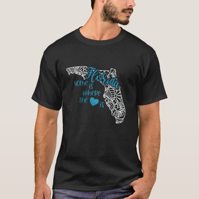 Florida Zuhause Staat FL Mandala Map USA US P T-Shirt (Vorderseite)