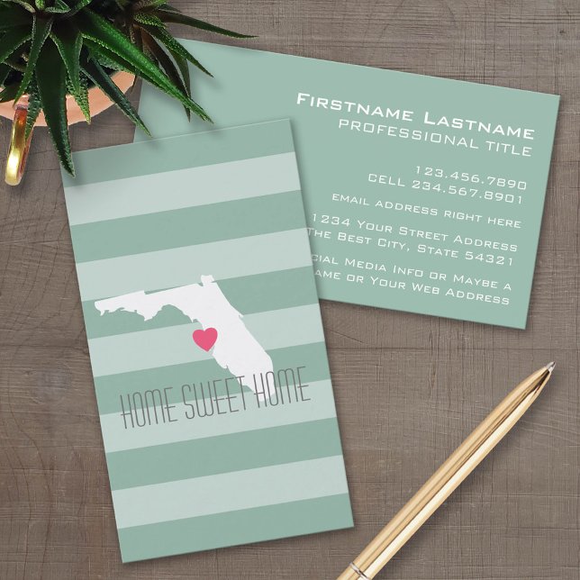 Florida Zuhause Staat Liebe mit benutzerdefinierte Visitenkarte (Custom Business Card Template)