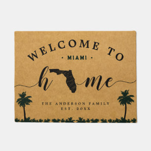 Florida Zuhause Staat Map USA Minimal Welcome Wood Fußmatte