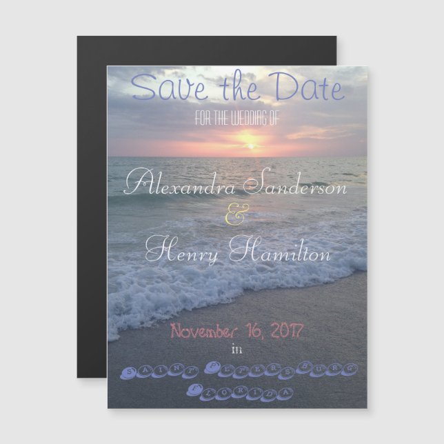 Floride Beach Sunset Save the Date Magnet (Devant / Derrière)