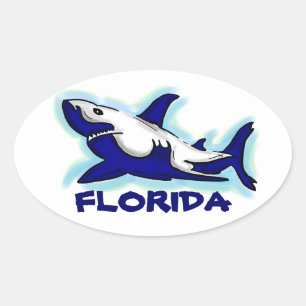 Floride bleu requin thème autocollants ovale