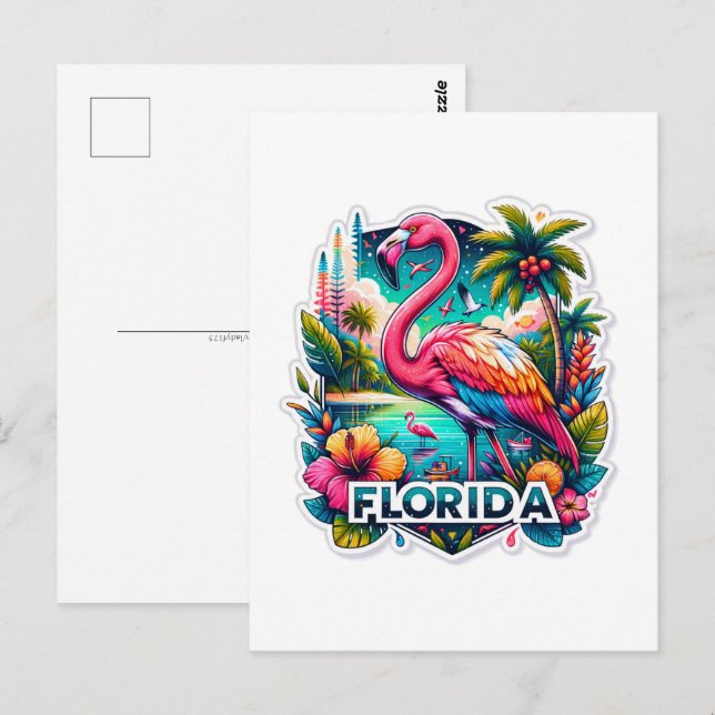 Floride, Flamant rose, Carte postale de poste (Devant / Derrière)