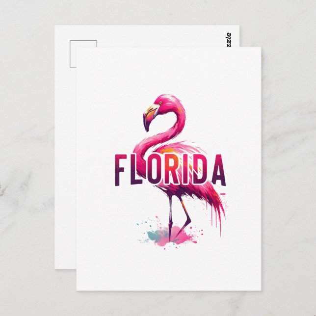 Floride, Flamant rose, Carte postale de poste (Devant / Derrière)
