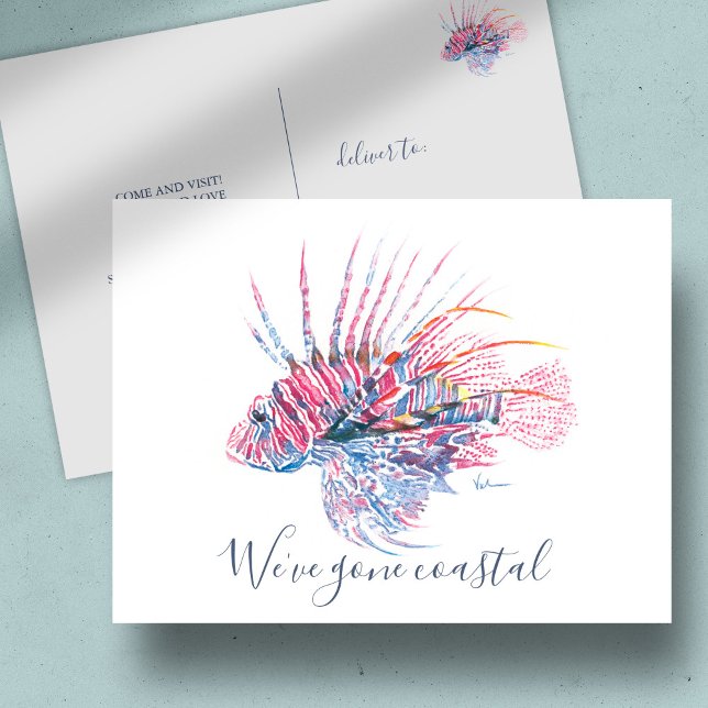 Floride Nouvelles Cartes d'adresses Aquarelle trop (New address cards watercolor lion fish art by Victoria Grigaliunas Do Tell A Belle)