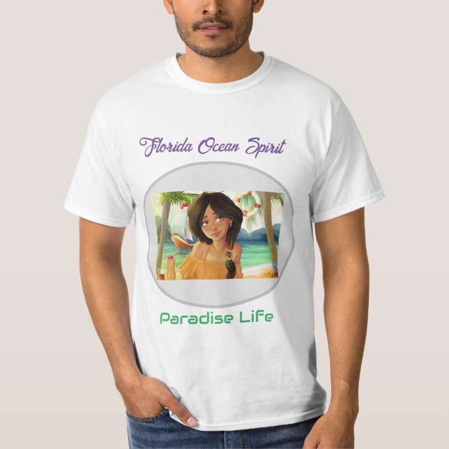 Floride Paradise Life Mens Imprimé T-shirt (Devant)