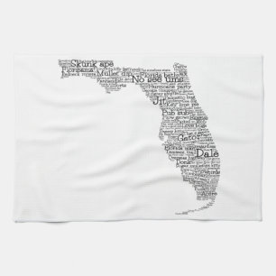 Floride USA Slang Word Art Map Serviette de cuisin