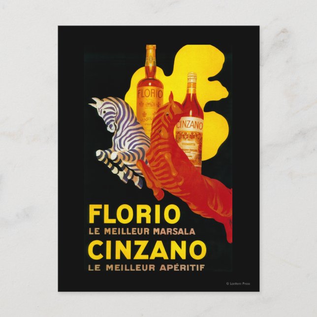 Florio Cinzano Vintage PosterEurope Postkarte (Vorderseite)