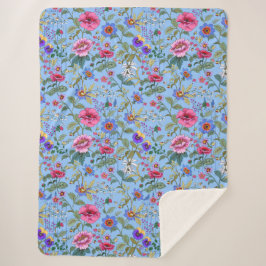 Floriographie in Blue Sherpa Blanket Sherpadecke