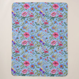 Floriographie in Blue Sherpa Blanket Sherpadecke
