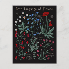 Floriograpy Liebe Sprache der Blume botanisch Feiertagspostkarte