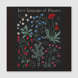 Floriograpy Liebe Sprache der Blume botanisch Magnetkarte