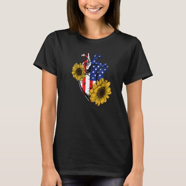 Florist American Flag 4. Juli Floral Anatomisch H T-Shirt (Vorderseite)