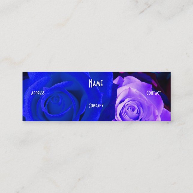 Florist - Blaues Lila Rotes Gelb Rose Mini Visitenkarte (Vorderseite)