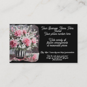 Florist Blume Arrangement Pink Shop Sales Etsy Visitenkarte