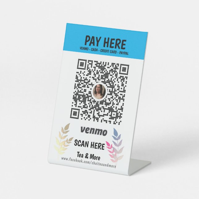 Florist Blume Shop QR Code Venmo Bezahlung hier Sockelschild (Vorderseite)