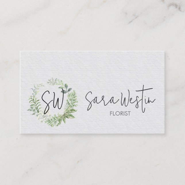 Florist Blumenmonogramm  Visitenkarte (Vorderseite)