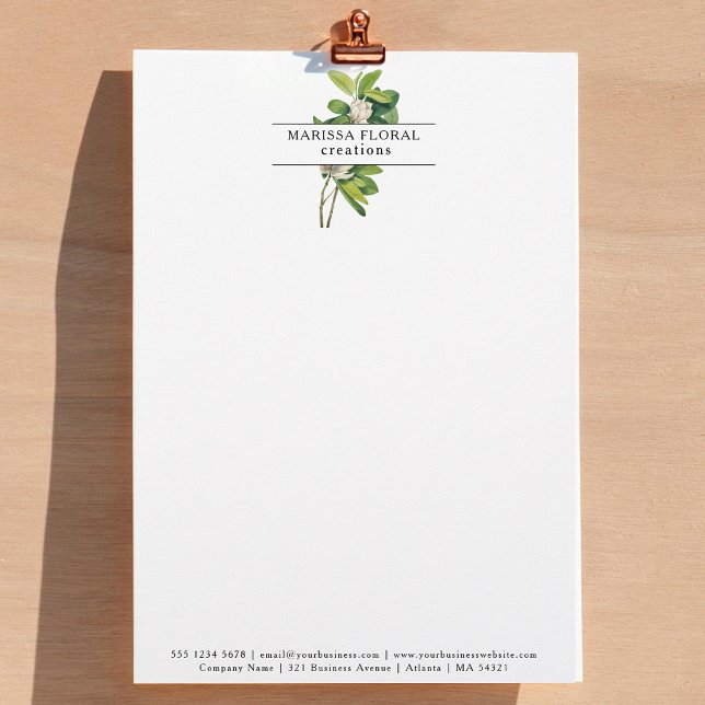 Florist Botanische Blume Shop Farblogos Briefbogen (Florist Botanical Flower Shop Watercolor Logo Letterhead)