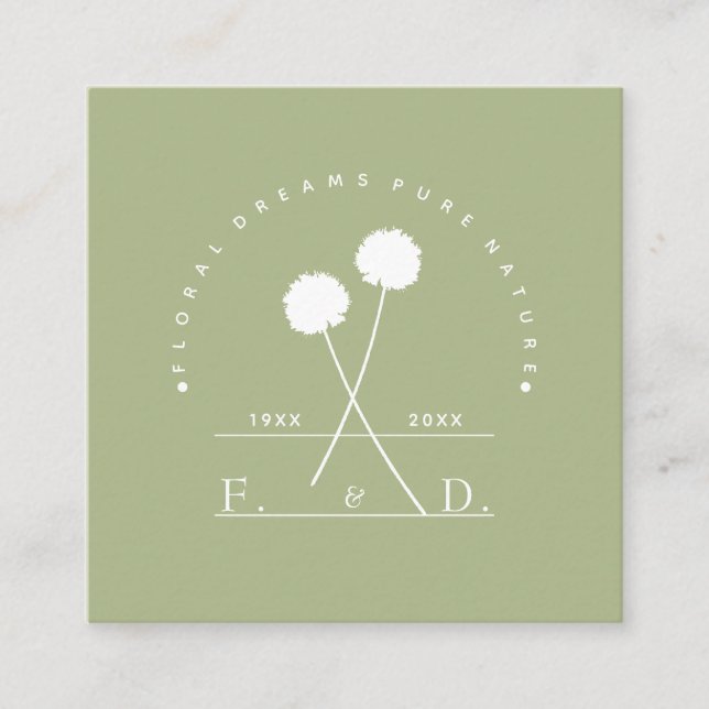 Florist Business Minimalistisch Quadratische Visitenkarte (Vorderseite)