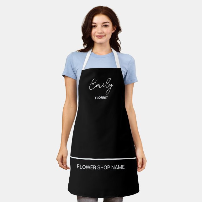 Florist Business Name Mitarbeiter Blume Shop Black Schürze (Getragen)