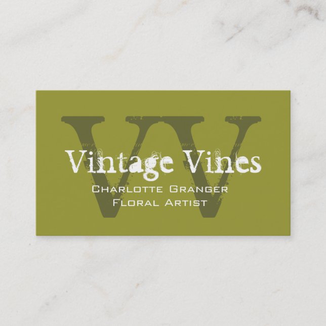Florist Customizable Business Card Monogramme Visitenkarte (Vorderseite)