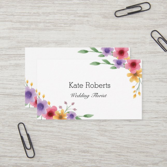 Florist der AquarellfrühlingsblumenVisitenkarte | Visitenkarte (Vorderseite/Rückseite Beispiel)