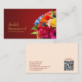 Florist farbenfrohe BlumenBouquet mit QR-Code Red Visitenkarte