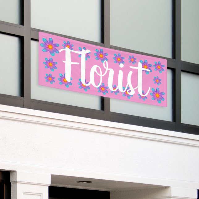 FLORIST Farbige Blume Rosa Banner (Äußeres Gebäude)