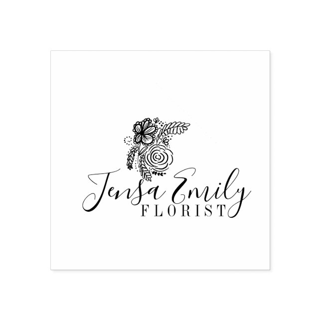 Florist Floral Logo HandGezeichnet Künstlerstudio Gummistempel (Prägung)