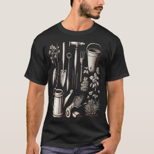 Florist Gärtner Papa Graustufen Gartengeräte 2 T-Shirt
