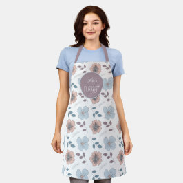 Florist Lmon Pink Dusty Blue Blume Leaf Muster Schürze
