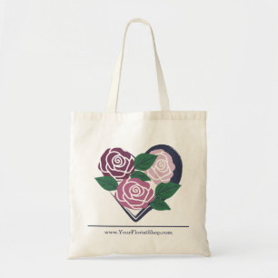 Florist Merch Lila Herz Drei rosa Rosen Tragetasche