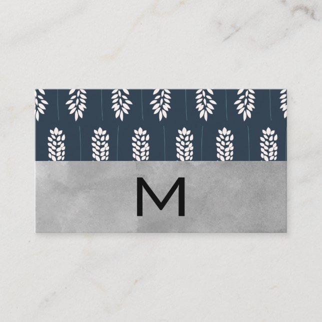 Florist | Monogramm und Wasserfarbblock Visitenkarte (Vorderseite)