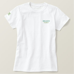 Florist Name Initials Green Sage Besticktes T-Shirt