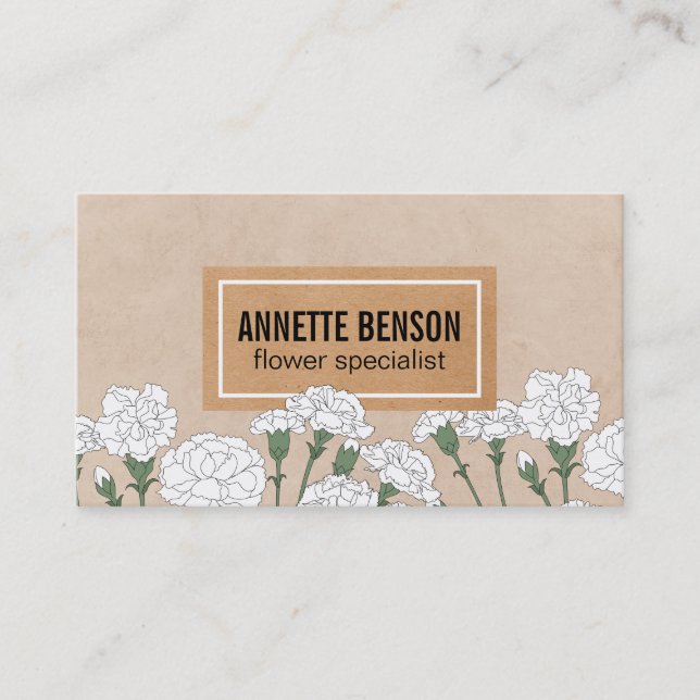 Florist | Nelken (weiß) Visitenkarte (Vorderseite)