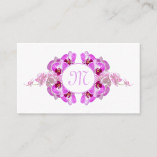 Florist orchid flower monogram calligraphy QR-Code Visitenkarte