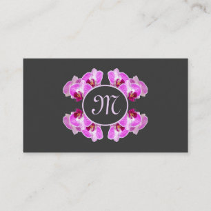 Florist orchid flower monogram calligraphy QR-Code Visitenkarte