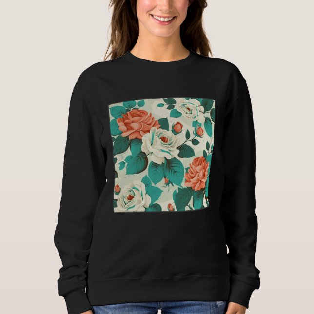 Florist Roses Pattern Illustration Flowers Leaf Wo Sweatshirt (Vorderseite)
