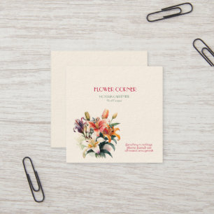 Florist Shop Lilies Quadratische Visitenkarte