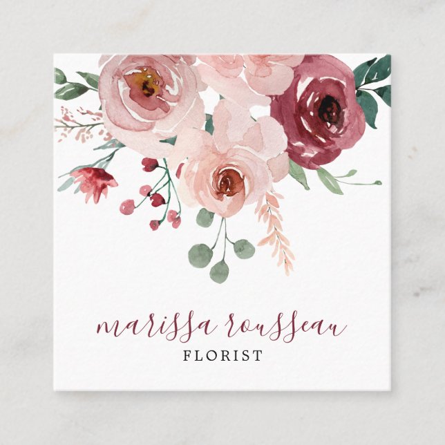 Floriste Floral Carré Carte de visite (Devant)