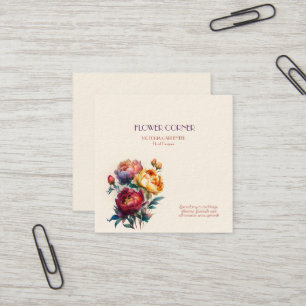 Floristikshop Pfingstrosen   Quadratische Visitenkarte