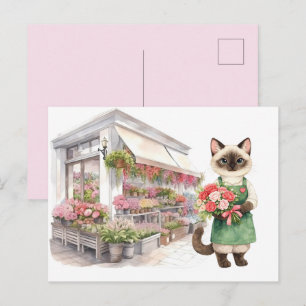 Floristin Katzenmutter Siamkatzenliebhaber im Blum Postkarte