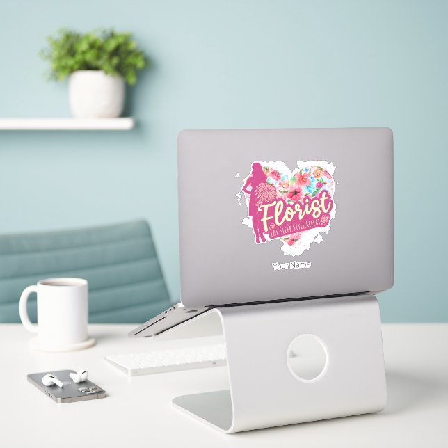 Floristische Blume mit Vintagem Gartendesign Aufkleber (Laptop auf Schreibtisch)